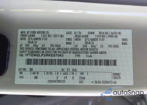 2024 Ford F-150 Stx from USA, damaged, VIN 1FTEW2LP2RKE67043